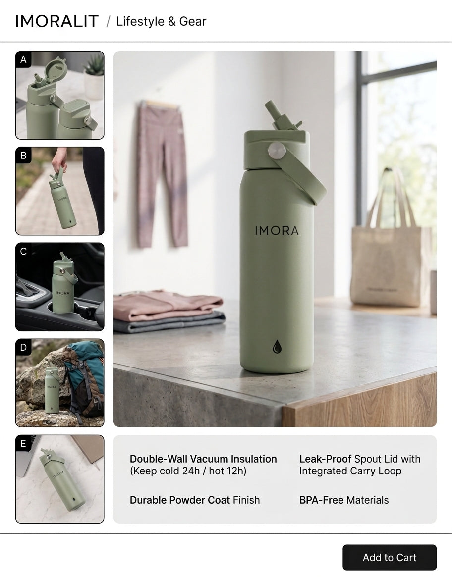 Imoralit Stainless Steel Sport Water Bottle – 500 ml