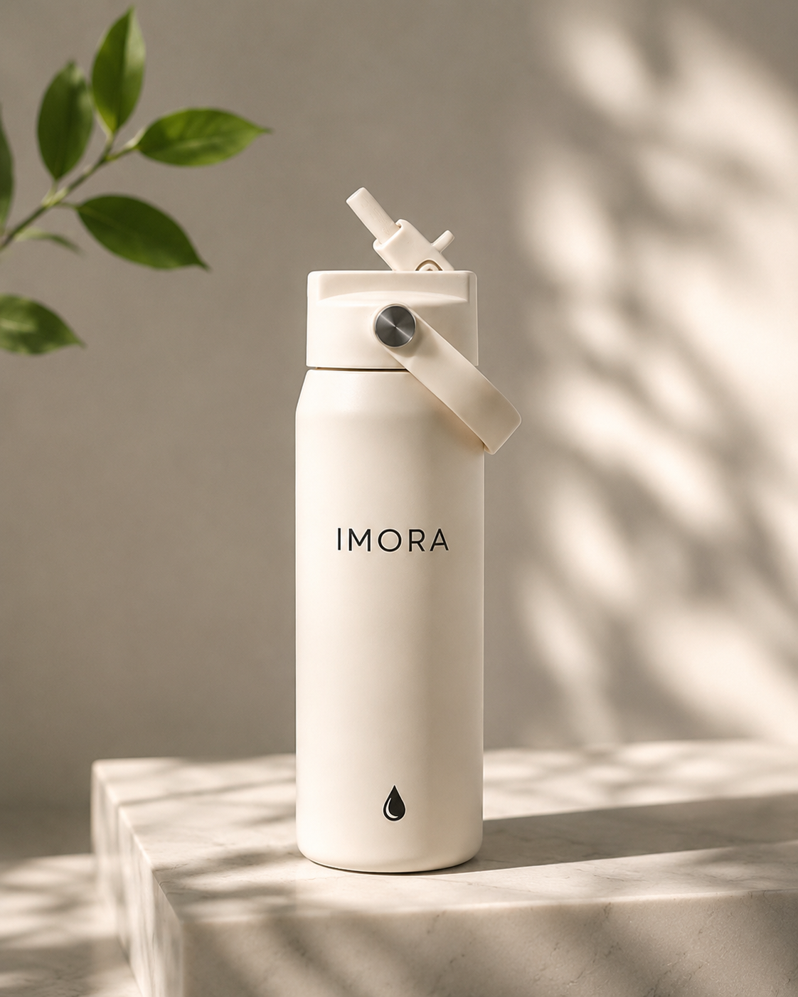 Imoralit insulated water bottle features and temperature illustration